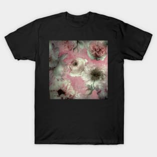 PINK GREY 80S CHINTZ FLORAL DESIGN DECO WATERCOLOUR ART POSTER T-Shirt